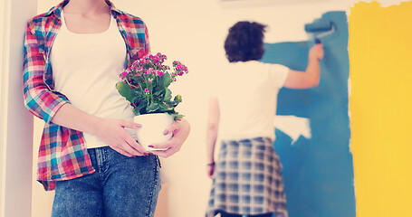 Image showing happy young couple doing home renovations