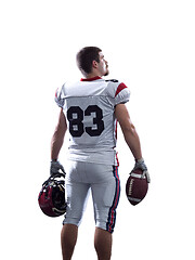 Image showing Portrait of American football player pointing against white back