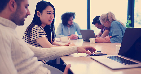 Image showing Startup Business Team At A Meeting at modern office building