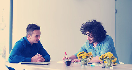 Image showing Startup Business Team At A Meeting at modern office building