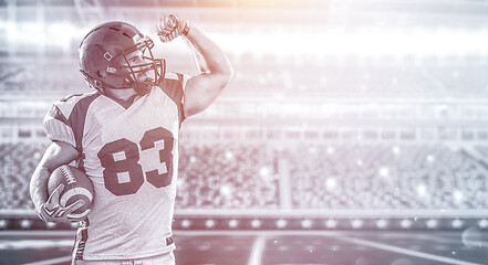 Image showing american football player celebrating touchdown