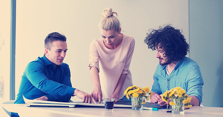 Image showing Startup Business Team At A Meeting at modern office building