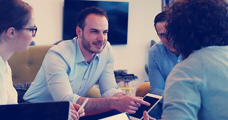 Image showing Startup Business Team At A Meeting at modern office building