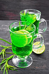 Image showing Lemonade Tarragon in goblets on black board