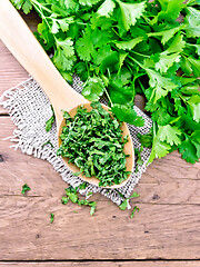 Image showing Cilantro dried in spoon on board top