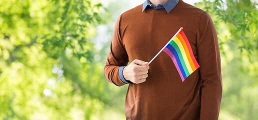 Image showing close up of man with gay pride flag