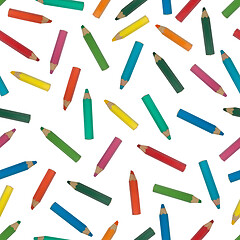 Image showing Seamless pattern of assorted colored pencils