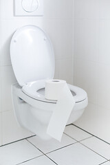 Image showing White toilet with toilet paper