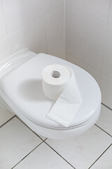 Image showing White toilet with toilet paper