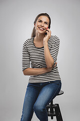 Image showing Beautiful woman talking on phone