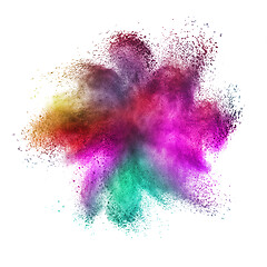 Image showing Abstract multicolored powder explosion on a white background.