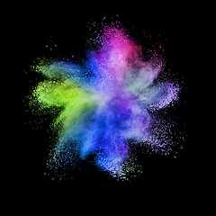 Image showing Abstract colorful powder explosion on a black background.