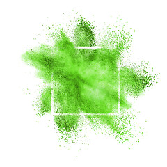 Image showing Green powder explosion in a frame on a white background.