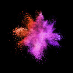 Image showing Red purple colored powder splash on a black background.