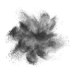 Image showing Dark grey dust splash or explosion on a white background.