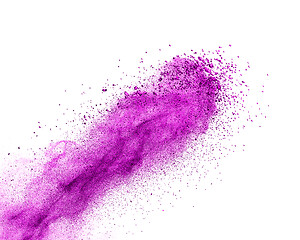 Image showing Diagonal creative powder splash in purple colors on a white background.