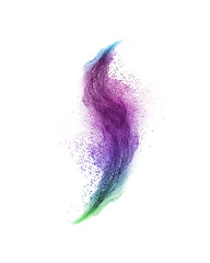 Image showing Colorful curved powder splash or explosion on a white background.