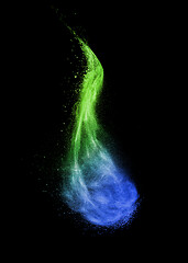 Image showing Vertical wave as a colorful powder explosion on a black background.