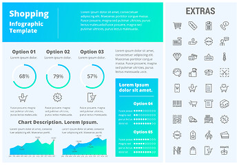 Image showing Shopping infographic template, elements and icons.