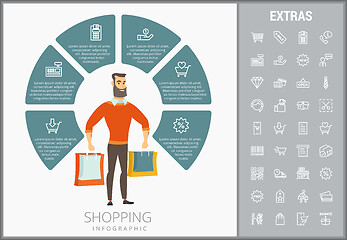 Image showing Shopping infographic template, elements and icons.