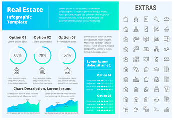 Image showing Real estate infographic template, elements, icons.