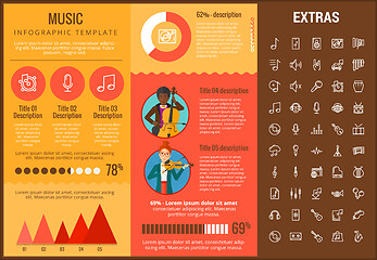 Image showing Music infographic template, elements and icons.