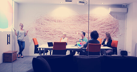 Image showing Startup Business Team At A Meeting at modern office building