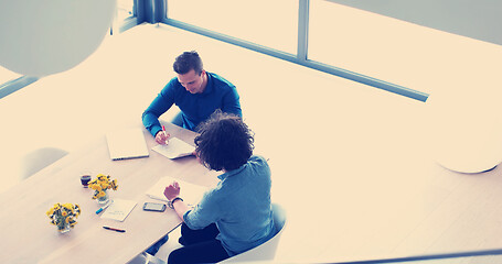 Image showing Startup Business Team At A Meeting at modern office building