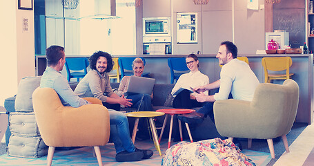 Image showing Startup Business Team At A Meeting at modern office building