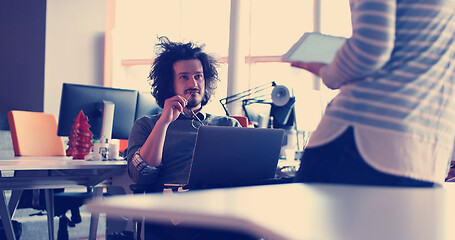 Image showing Startup Business Team At A Meeting at modern office building