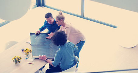 Image showing Startup Business Team At A Meeting at modern office building