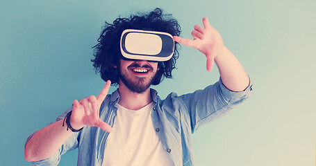 Image showing man using VR headset glasses of virtual reality