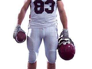 Image showing closeup American Football Player isolated on white