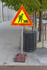 Image showing Road Works Pole Sign