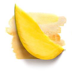 Image showing mango slice on watercolor paint