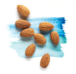 Image showing almonds on watercolor paint