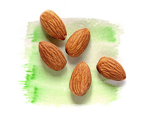 Image showing almonds on watercolor paint