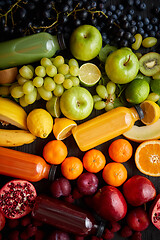 Image showing Various healthy fruits and vegetables formed in rainbow composition