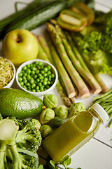 Image showing Green antioxidant organic vegetables, fruits and herbs