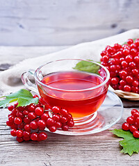 Image showing Tea from viburnum in cup on gray board