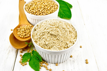 Image showing Flour soy with soybeans on light board