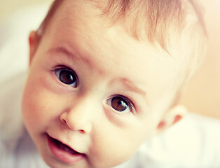 Image showing close up of happy little baby boy or girl face