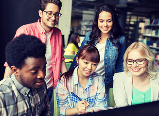 Image showing international students with computers at library