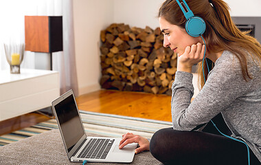 Image showing Working at home while listen music