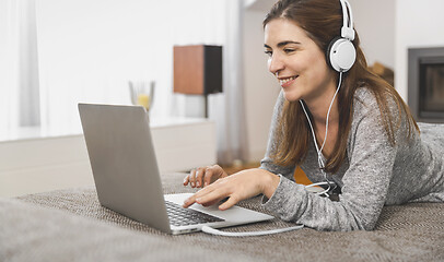 Image showing Working at home while listen music