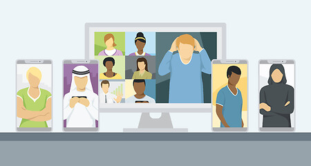 Image showing Lockdown People Video Call Conference