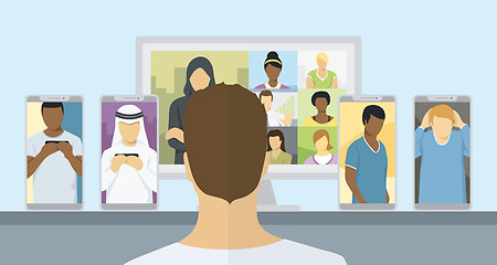 Image showing Lockdown People Video Call Conference