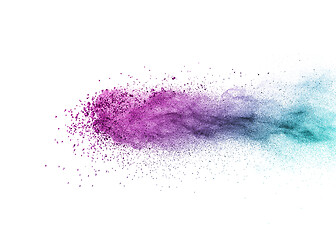 Image showing Abstract multicolored powder explosion on a white background.