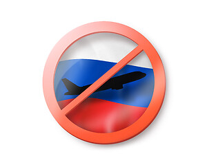 Image showing Warning sign with crossed out man on the Russian flag.