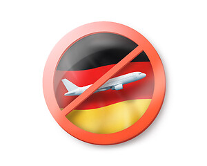 Image showing Prohibition sign with crossed out plane on the German flag.